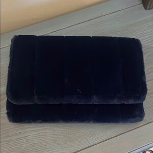 Faux Fur Clutch in Midnight Blue